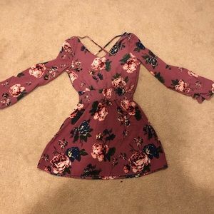 Pink floral short dress